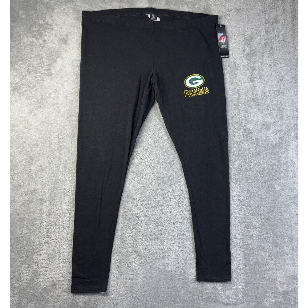 Green Bay Packers Leggings Womens Extra Large Black Sleepwear Stretch Soft NWT